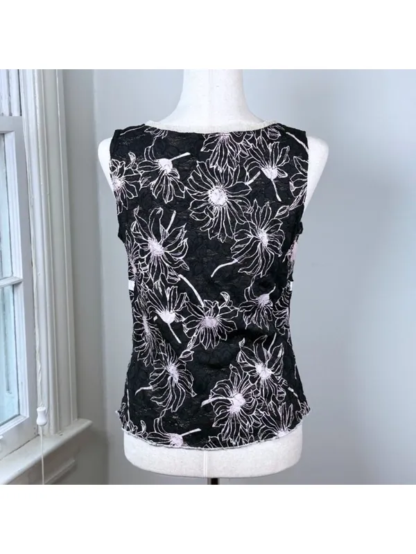 Vintage Y2K Speechless Black Lace Going Out Top Pink Floral XL Fairy Whimsigoth - Image 7