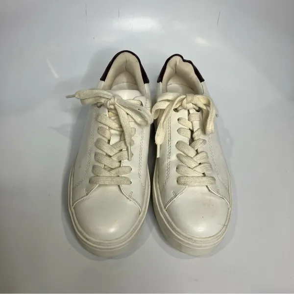 Zara white faux‎ leather sneakers size 37 - Image 4