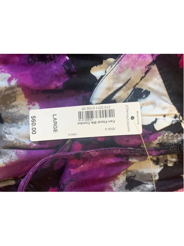 ANA Maxi Dress NWT Large Black Purple Tie Dye Floral - Image 3