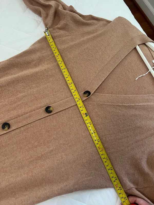 Boden Knit Midi Dress Brown Belted Button Front V Neck Minimalist Classic Size 8 | $190 | NWOT - Image 6