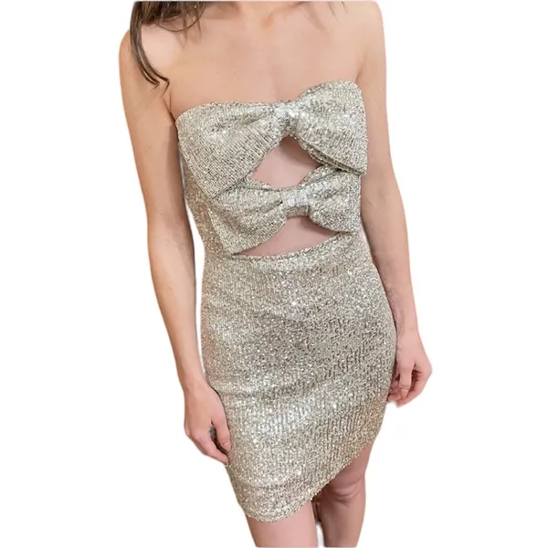 Windsor Sequin Bows Cutout Bodycon Mini Dress - Image 9