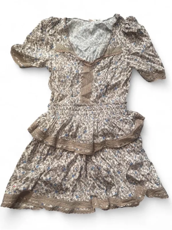 Olivaceous Beige and Blue Floral Prairie Costume Dress - Image 2
