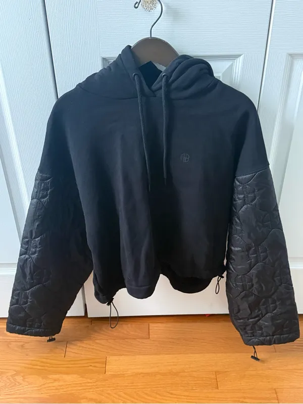Anine Bing Ardon Monogram Hoodie in Black - Image 2