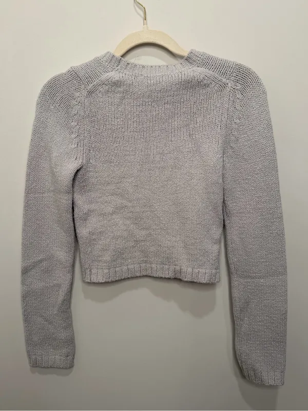 Abercrombie & Fitch Gray Cropped Button Front Cardigan Sweater Womens Size XS - Image 4