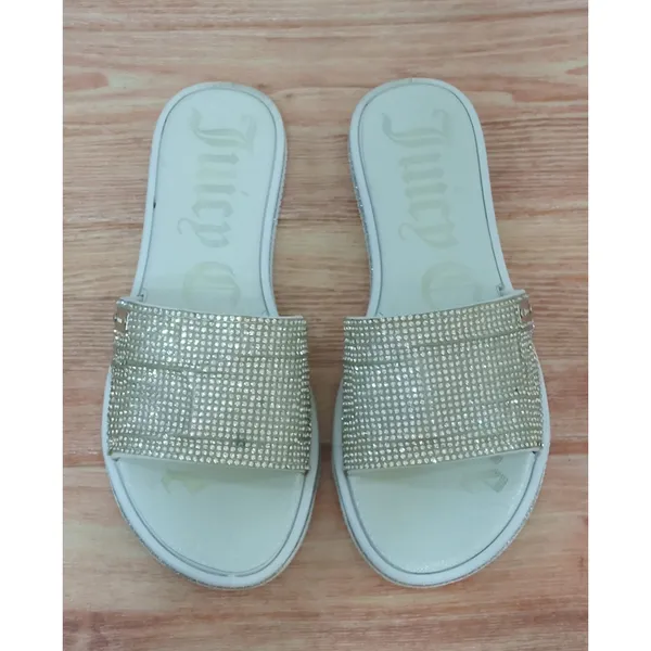 Juicy Couture Women Shoes Sandals Yippy Silver Rhinestones Slide Size 6 - Image 3