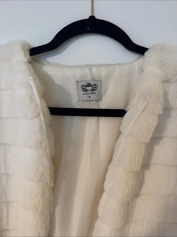 Katydid Cream Faux Fur Open-Front Jacket - Image 2