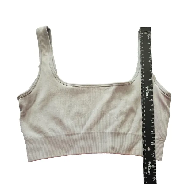 Ribbed Comfort‎ Y2K Bra Top Wireless Pullover Stretch Sleep Active Gray Large - Image 4