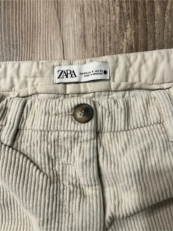 Zara Cream Wide-Leg Corduroy Pants 100% Cotton - Image 2