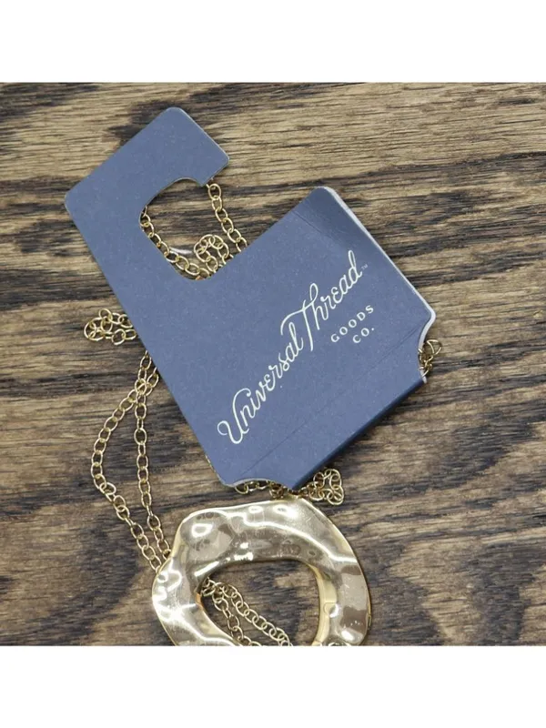 NWT Universal Thread Free Organic Ring Pendant Necklace Gold Yellow 32" + 3" - Image 4
