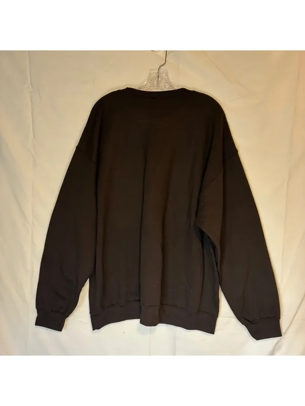 Womens XL Thanksgiving Brown Sweatshirt Give Thanks Coquette Faux Knit Graphic - Image 2