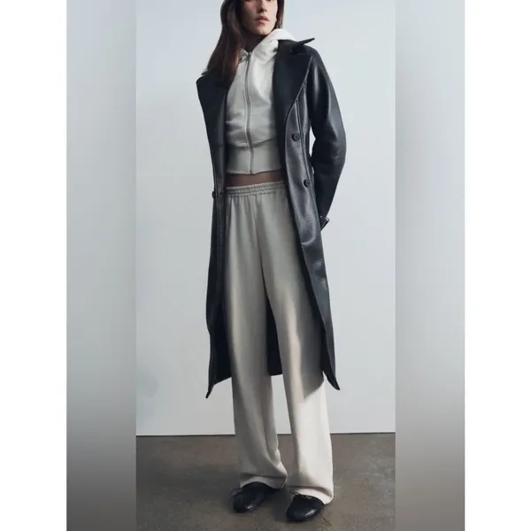 Meshki Tarah Faux Leather Trench Coat Black Large EUC - Image 5
