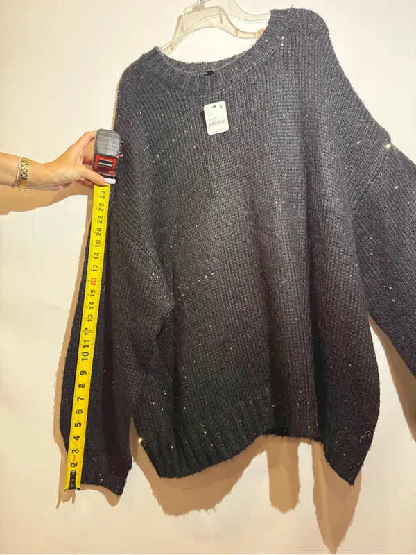 NWT ELOQUII Black Sequin Knit Long Sleeve Sparkle Pullover Sweater Size 26/28 - Image 6
