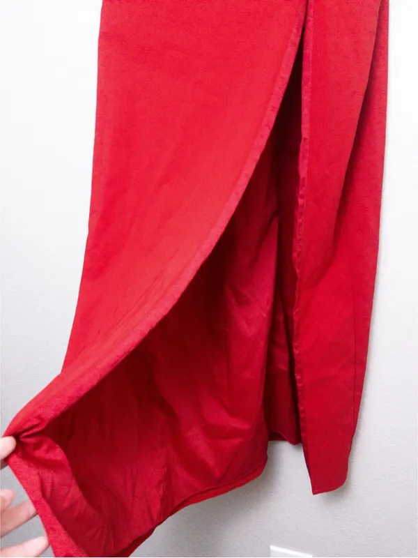 Aidan Mattox Strapless Maxi Dress 4 Red Plunge Neckline Slit Gown Sweetheart - Image 10