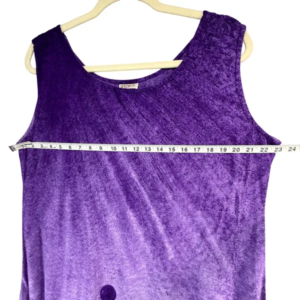Vintage Magic Shift Dress Womens L Purple Abstract Print Fringe Hem Boho Artsy - Image 6