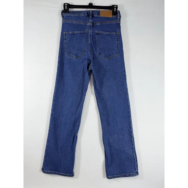 H&M Women’s High Rise Straight Leg Jeans Size‎ 6 Blue Stretch Cropped Denim - Image 3