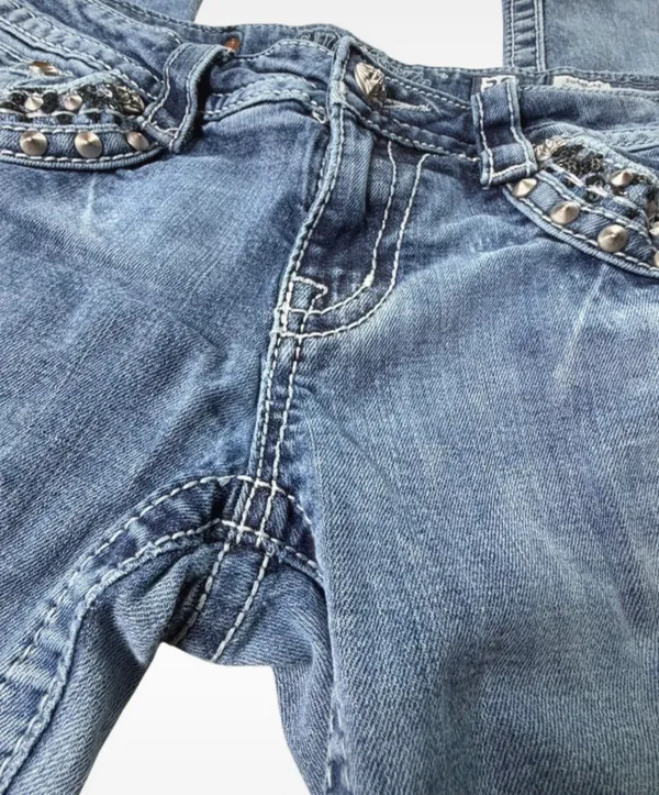 Y2K vintage miss me jeans 28×28 cyber grunge bling low rise skinny - Image 6