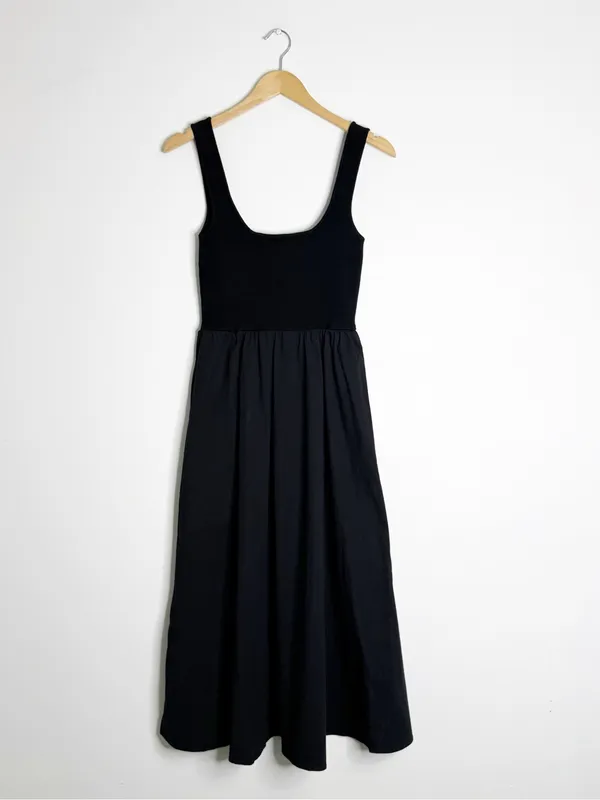 All:Row Lucinda Midi Dress Black Sleeveless Square Neck Size Small - Image 3
