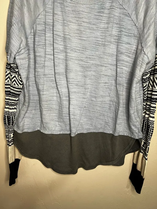 We the Free Jordan Knit Blue Colorblock‎ Boho Sweater - Image 5