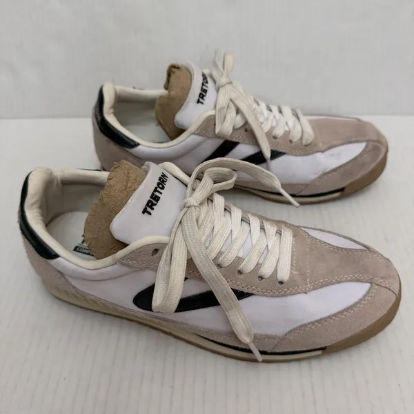Tretorn Rawlins 2.0 Shoes Womens 6.5 White Beige Leather Colorblock Sneakers - Image 3