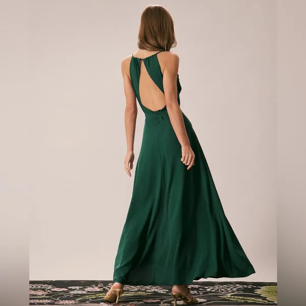 Rihoas Green Cowl Neck Cutout Back Maxi Dress - Image 4
