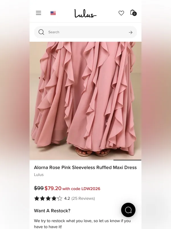 NWT Lulus Women’s Alorna Rose Pink Sleeveless Ruffled V-neck Maxi Dress Size L - Image 3
