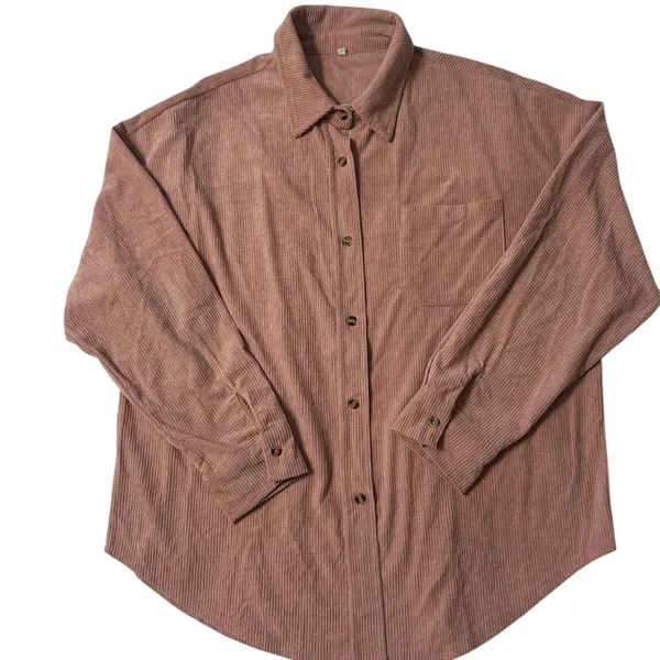 Woman’s Corduroy Pink Button Up Shirt Blouse Shirt Shacket size XL - Image 2
