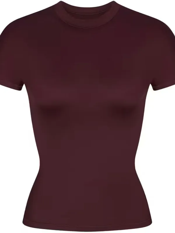 NIKE X Skims Shine Mock-Neck Short-Sleeve Top - Currant NWT SIZE L(G23) currant - Image 2
