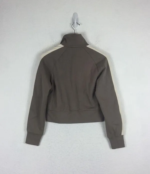 Everlane The Dream Zip-Up Side Stripe Sporty Knit Crop Jacket In Clay XS - Image 14