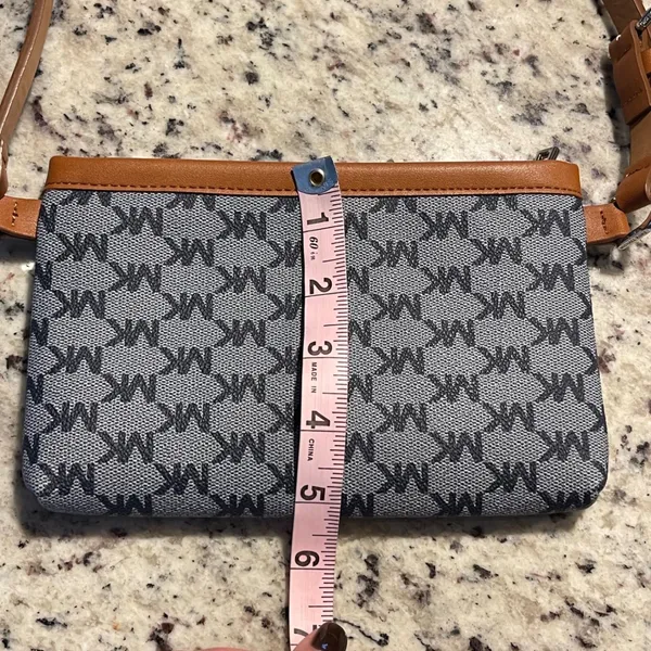 Michael Kors Shoulder Bag Women Small Gray Brown Monogram Y2K Preppy Logo‎ - Image 7