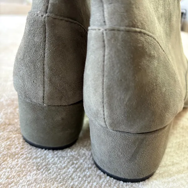 Botkier Lace Up Ankle Boots Women Olive Green Suede Buttons‎ Heeled Booties 6.5 - Image 5