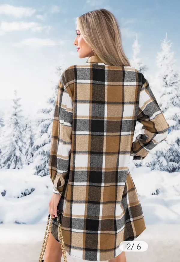 Cupshe Plaid Long Sleeve Mini Dress - Image 2