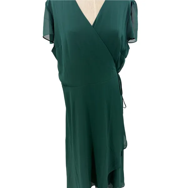 Baltic Born Bristol Midi Wrap Dress Emerald Green Flutter Sleeve NWT Size 2X - Image 3