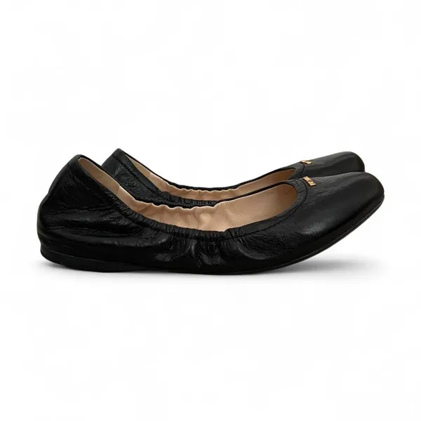 Prada Black Leather Ballet Flats Timeless Design - Image 2