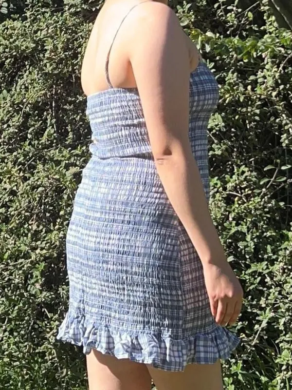 blue & white gingham dress. - Image 4