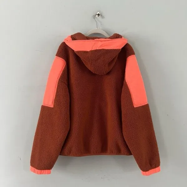 NWT‎ Free People Movement Lead The Pack Jacket Neon Coral Combo Pullover Fleece - Image 7