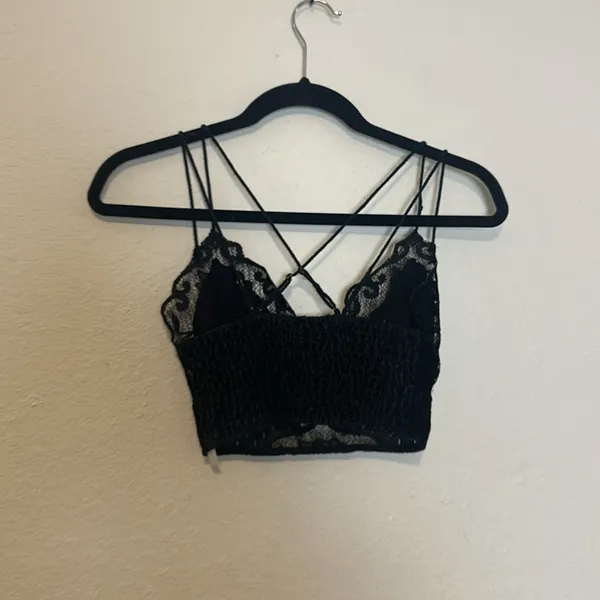 Free People One Black Madonna‎ Flocked Velvet Adella Bralette Size XS - Image 10