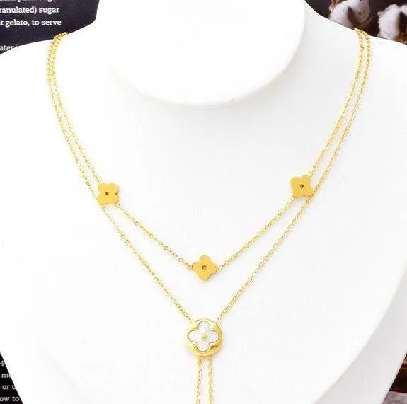 Clovers Gold Layered Necklace - Image 4