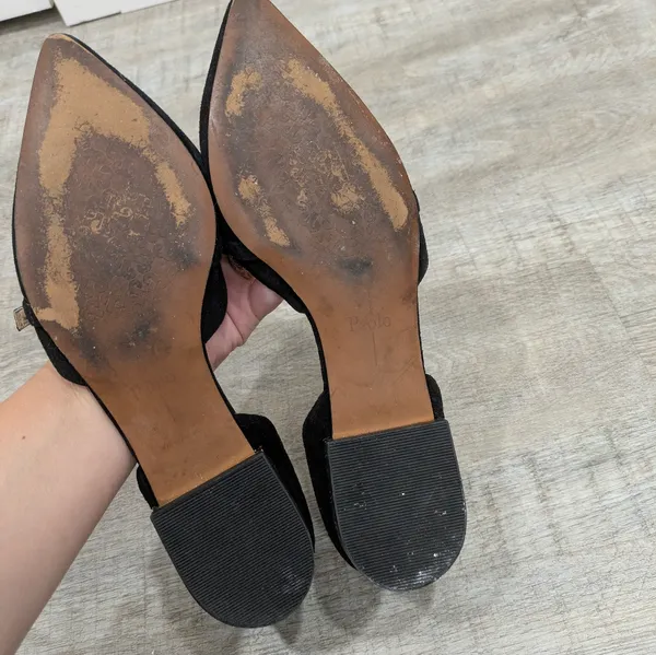 Linea Paolo Black Suede Demi D'Orsay Flats Size 7 - Image 5