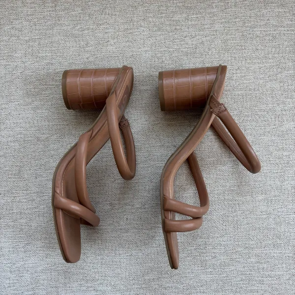 DV Dolce Vita Priana Tan Puffy Strappy Block Heel Sandals Summer Heels Size 8 - Image 6