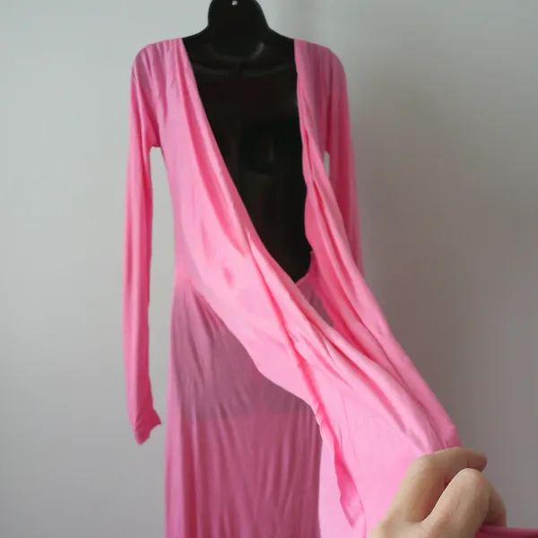 Ethereal Boho Cotton Flowy Fairy Peasant Maxi Dress OS Pink - Image 6