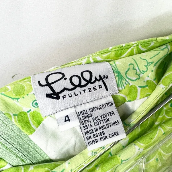 Lilly Pulitzer Size 4 Skirt VTG‎ White Label Green Animal Print Retro Cotton 464 - Image 3