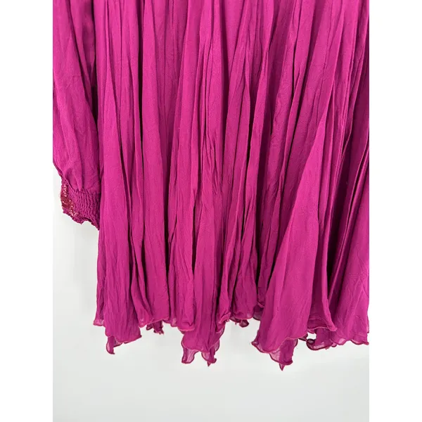 Free People Tatiana Purple Beaded Long Sleeve‎ Swing Mini Dress Women's Size 0 - Image 5