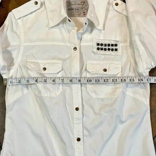 Seven For All Mankind Snap Button Up White Blouse Small - Image 9