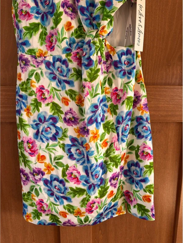 NWT For Love and Lemons Lucy Open Back Cutout Mini Dress Multi Floral Women’s XS - Image 4