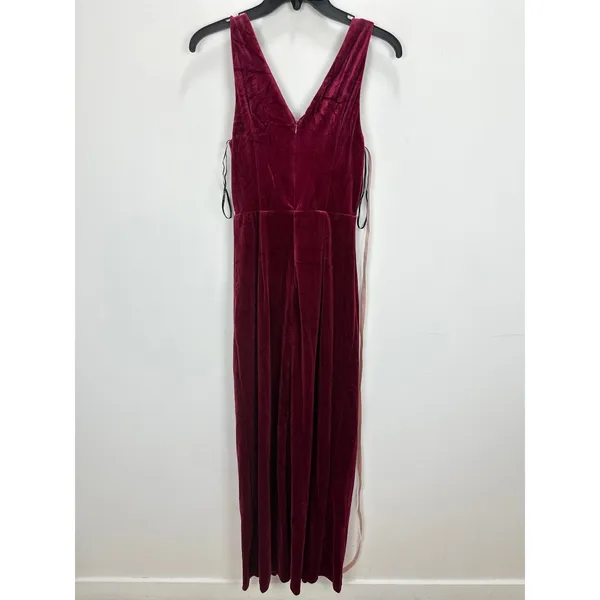 Lulus Beautiful Evenings Wine Red Velvet Twist-Front Maxi Dress Formal Small NWT - Image 12