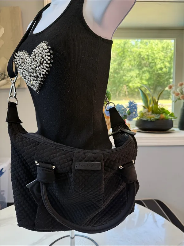 Vera Bradley Black Quilted Small Top-Handle Satchel - Image 6
