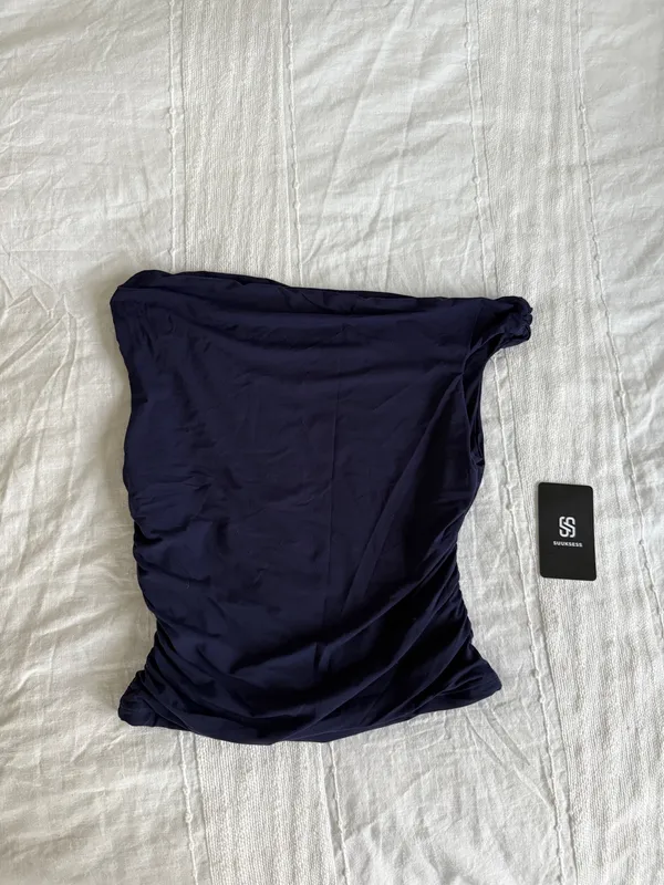Amazon brand SUUKSESS navy off the shoulder top NWT - Image 3