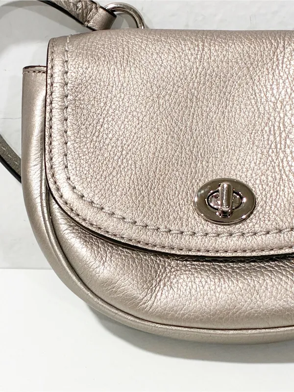 Coach Park Mini Hand Bag Leather Crossbody Bronze Turnlock Flap Closure - Image 2