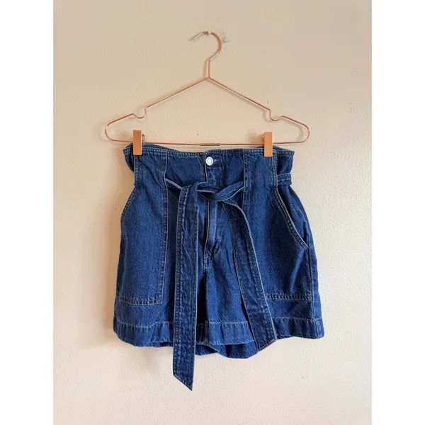 Lauren Ralph Lauren Denim Shorts Women‎ 4 Blue Paperbag Waist Belted High Rise - Image 4