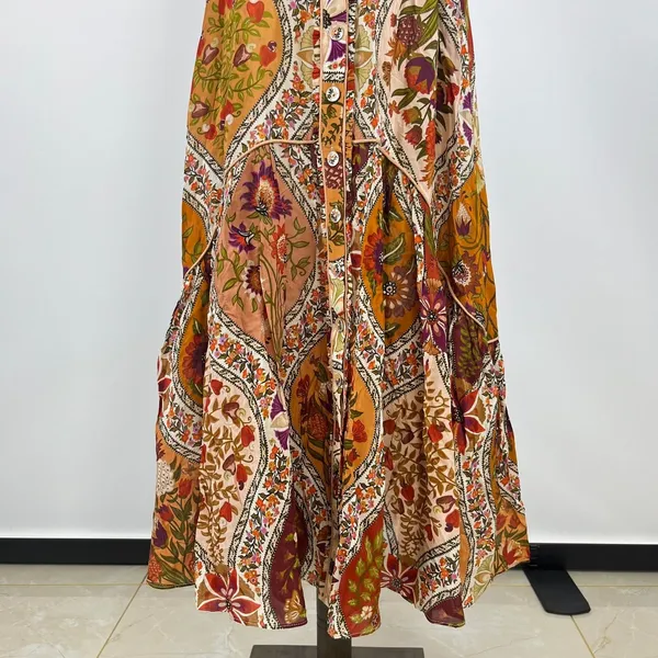 NWOT Farm Rio Romantic Nature Multicolor Ruffle Midi Dress Size XS - Image 7
